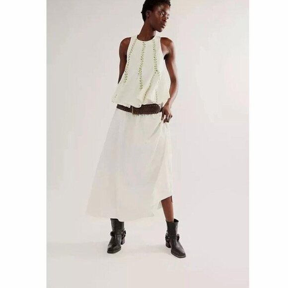 Free People White and Green Embellished Tank Top - Picture 2 of 9